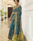 Blue Traditional Patola Silk Weaving Saree - Ranjvani