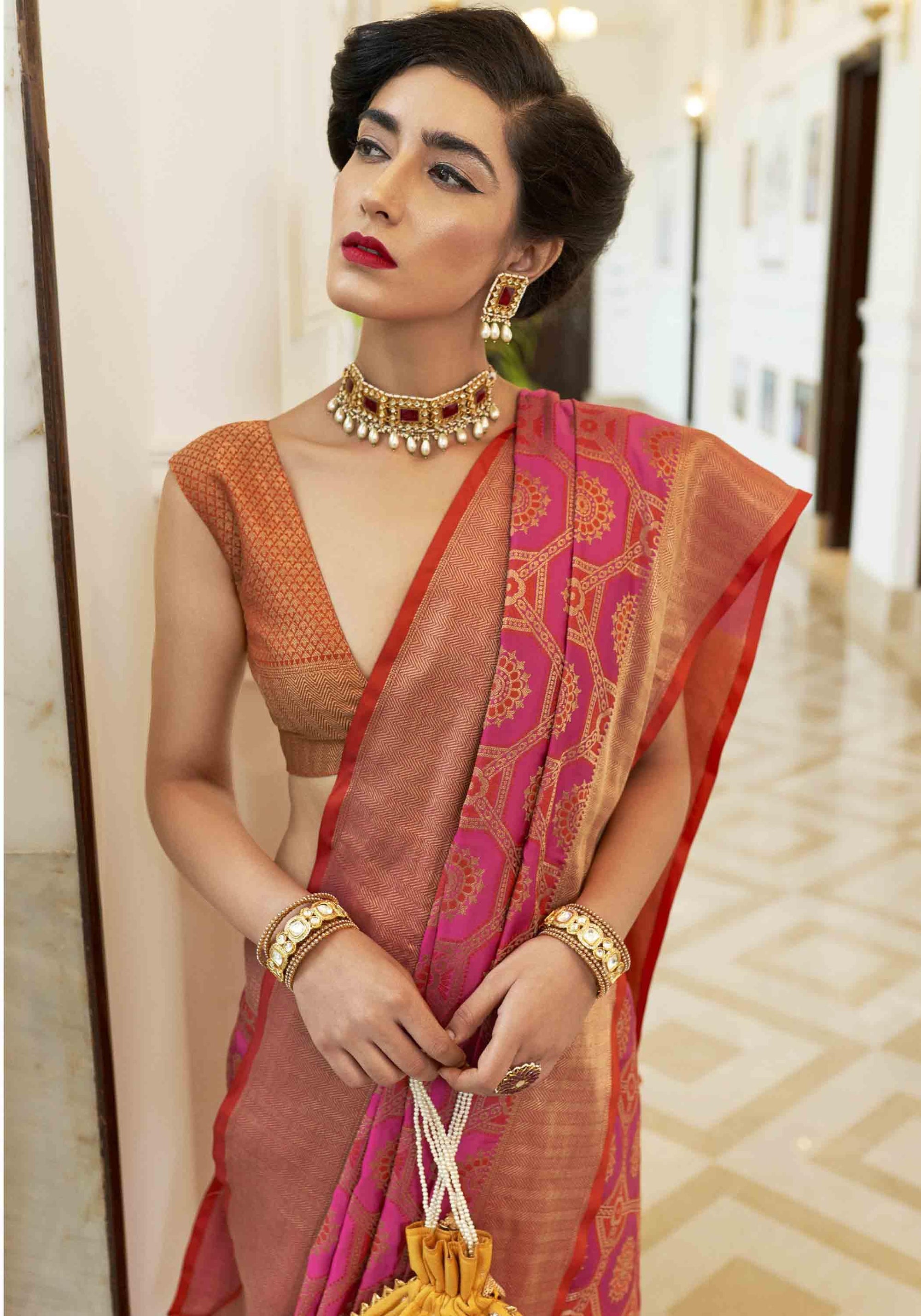 Hot Pink Traditional Patola Silk Weaving Saree - Ranjvani