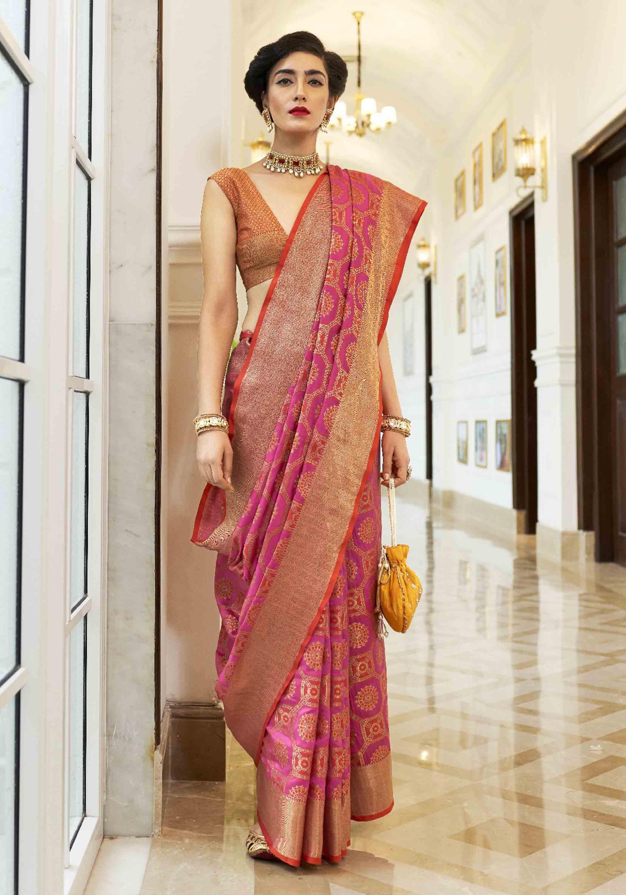 Hot Pink Traditional Patola Silk Weaving Saree - Ranjvani