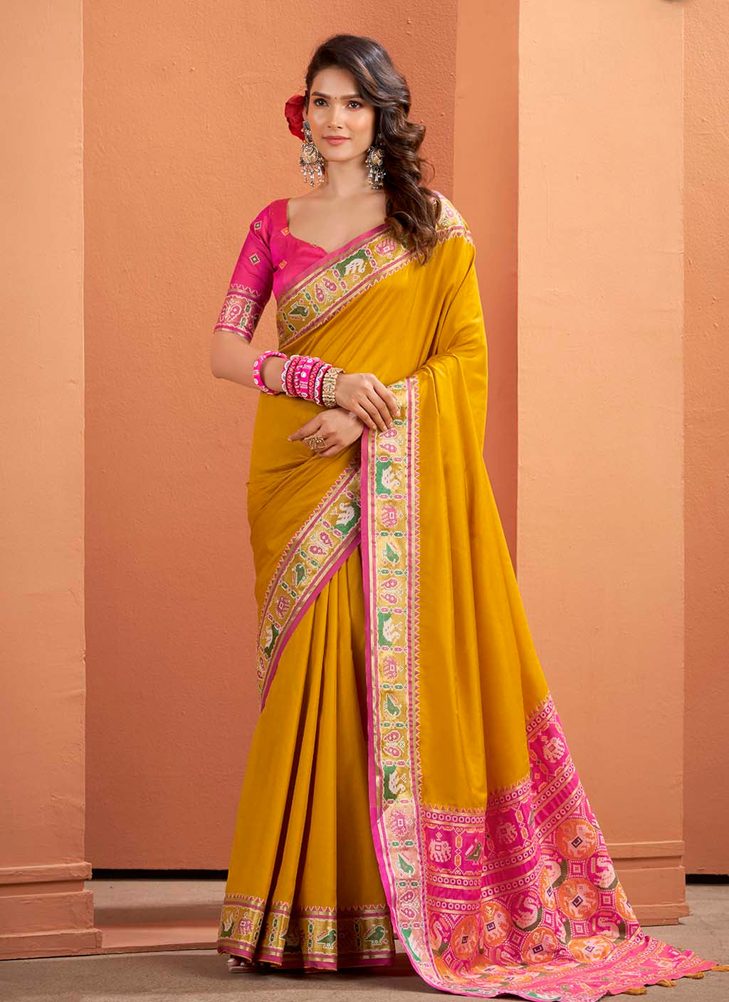 Mustard Yellow Patola Saree