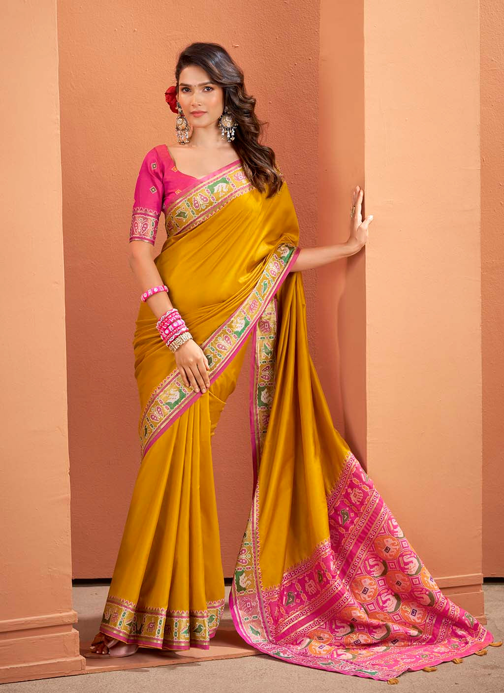 Mustard Yellow Patola Saree