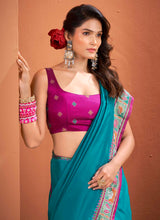 Teal Blue Patola Saree