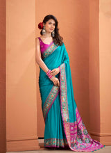 Teal Blue Patola Saree