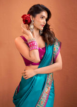 Teal Blue Patola Saree