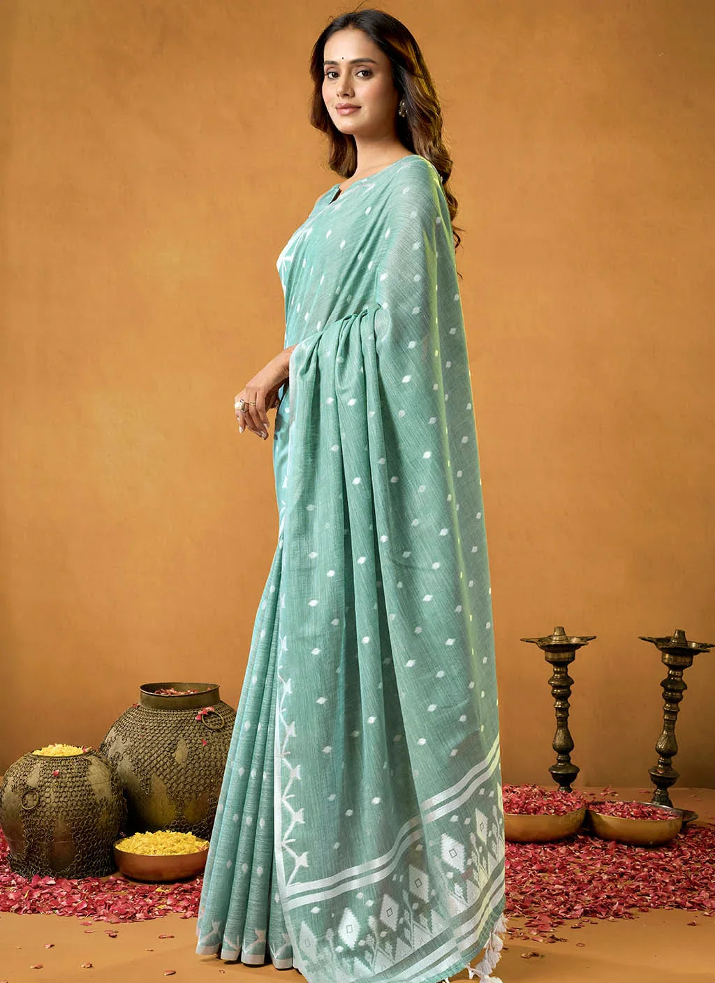 Hena Pure Linen Saree