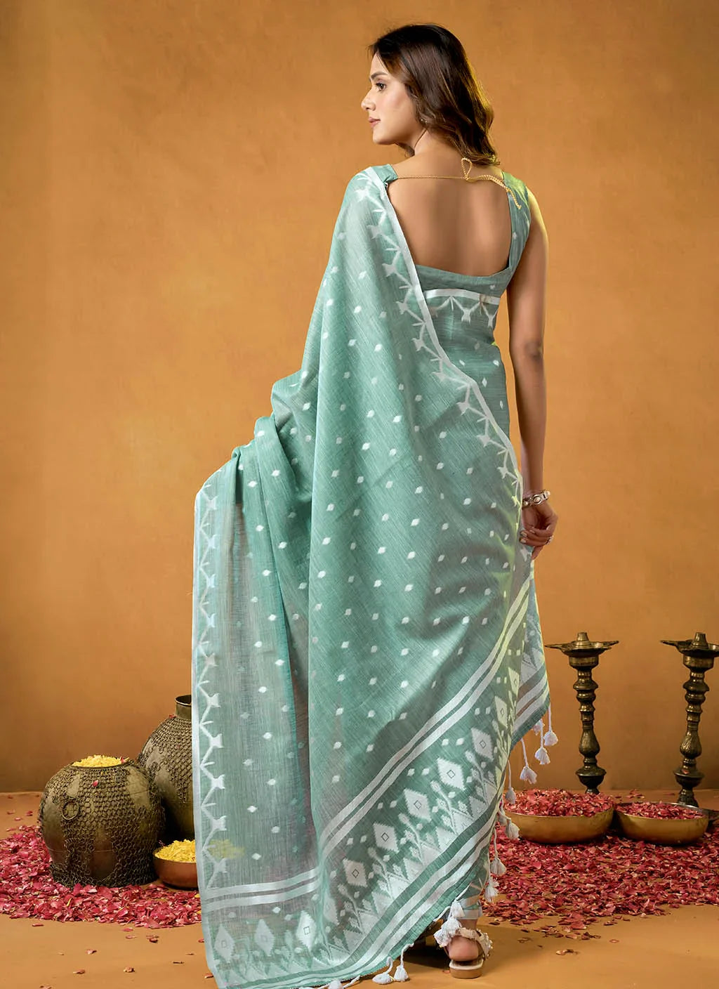 Hena Pure Linen Saree