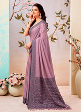 Dusty Pink Pure Linen Saree