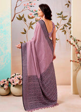 Dusty Pink Pure Linen Saree