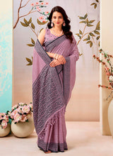 Dusty Pink Pure Linen Saree