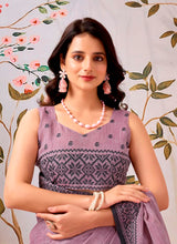 Dusty Pink Pure Linen Saree