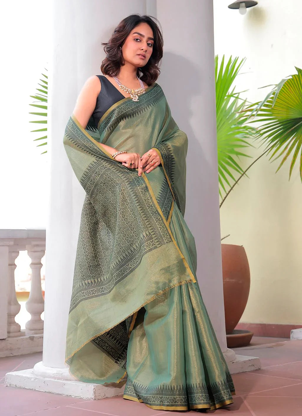 Prakrui Tissue Linen Saree