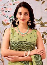 Lemon Green Pure Linen Saree