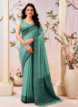 Firozi Pure Linen Saree