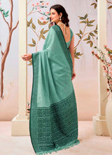 Firozi Pure Linen Saree