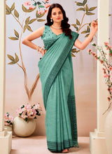 Firozi Pure Linen Saree