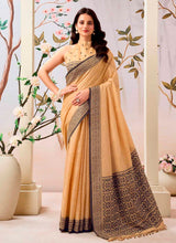 Orange Pure Linen Saree