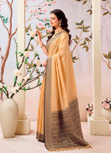 Orange Pure Linen Saree