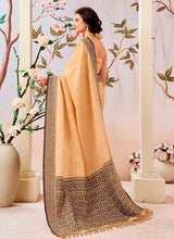 Orange Pure Linen Saree