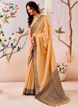 Orange Pure Linen Saree