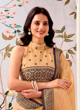 Orange Pure Linen Saree