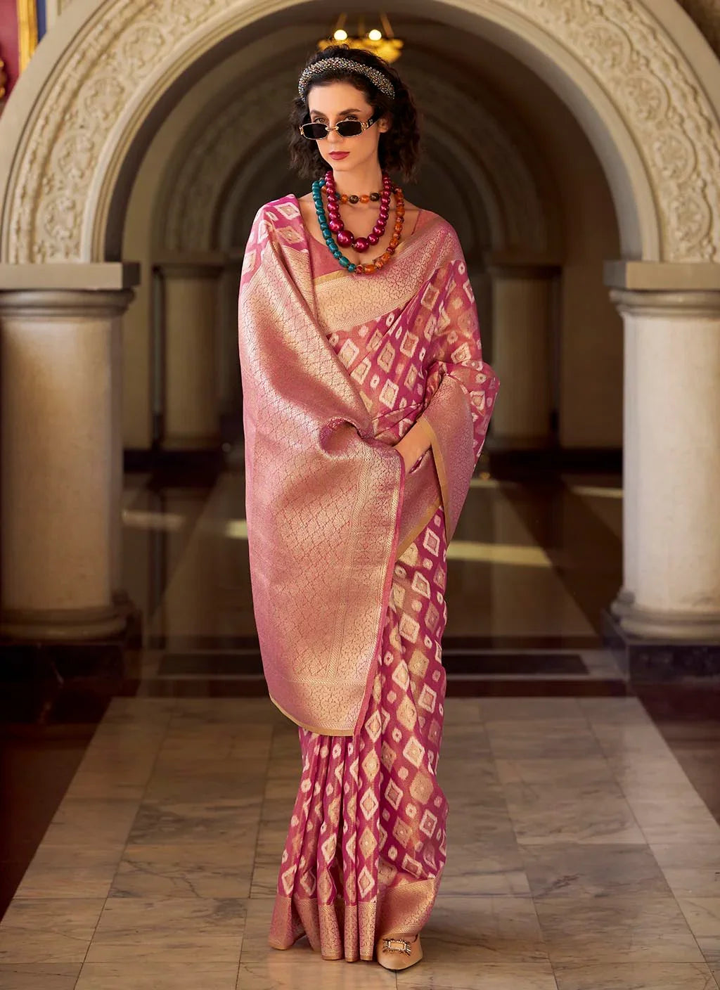 Kavita Ikkat Tissue Saree