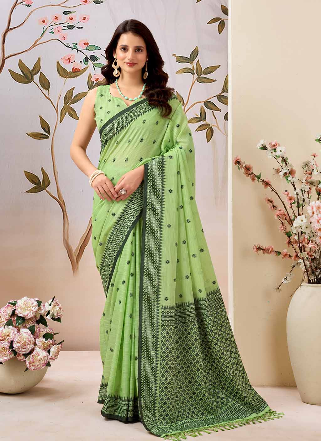 Damini Pure Linen Saree