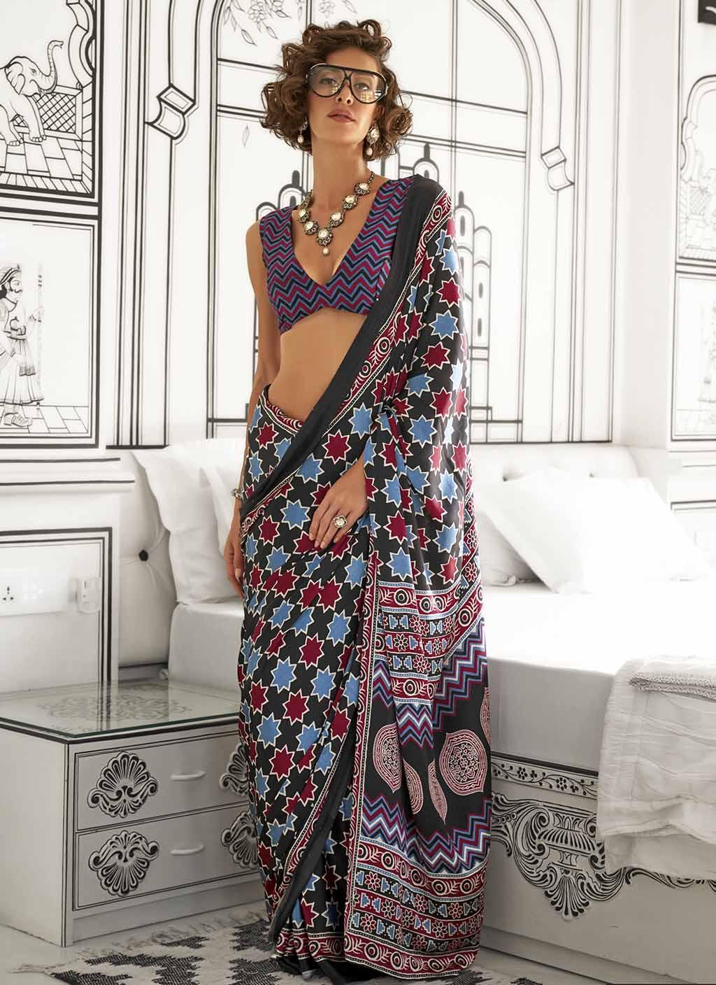 Ajarakh (Saree) - Satin Silk
