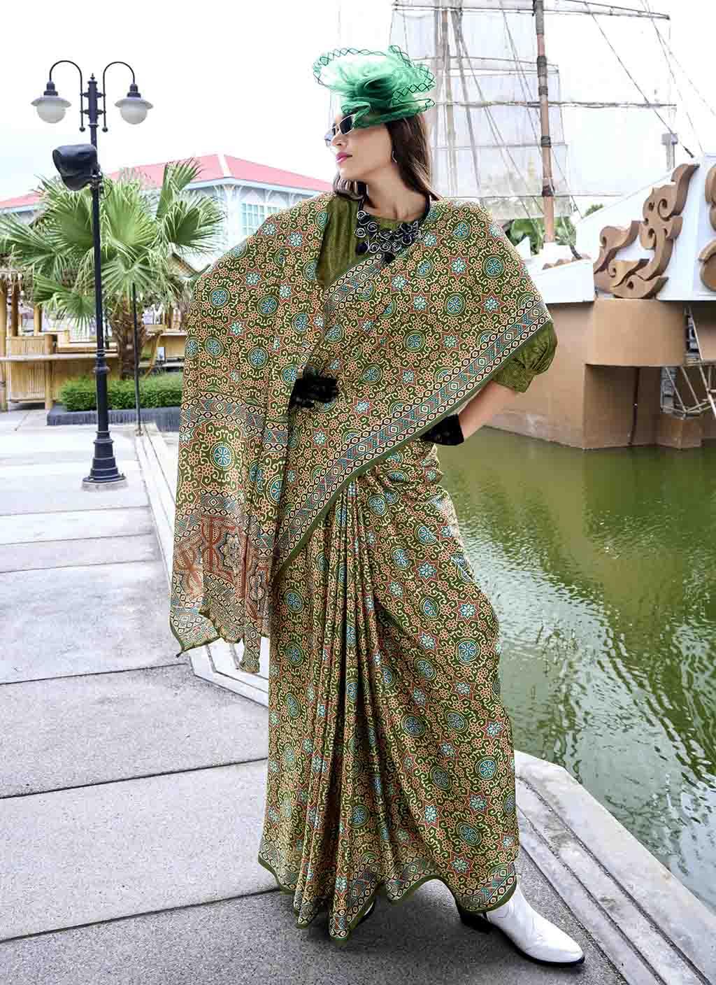 Ajarakh (saree) - Satin Silk