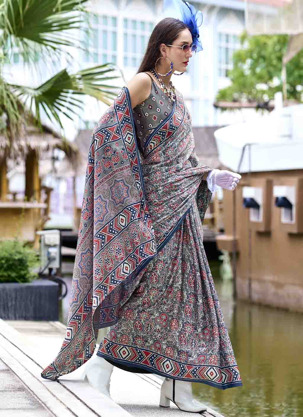 Ajarakh (saree) - Satin Silk