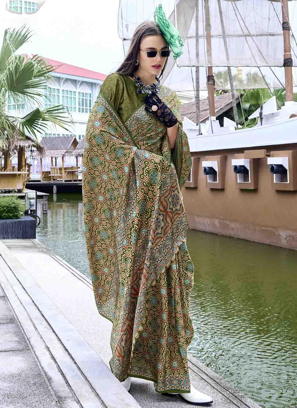 Ajarakh (saree) - Satin Silk