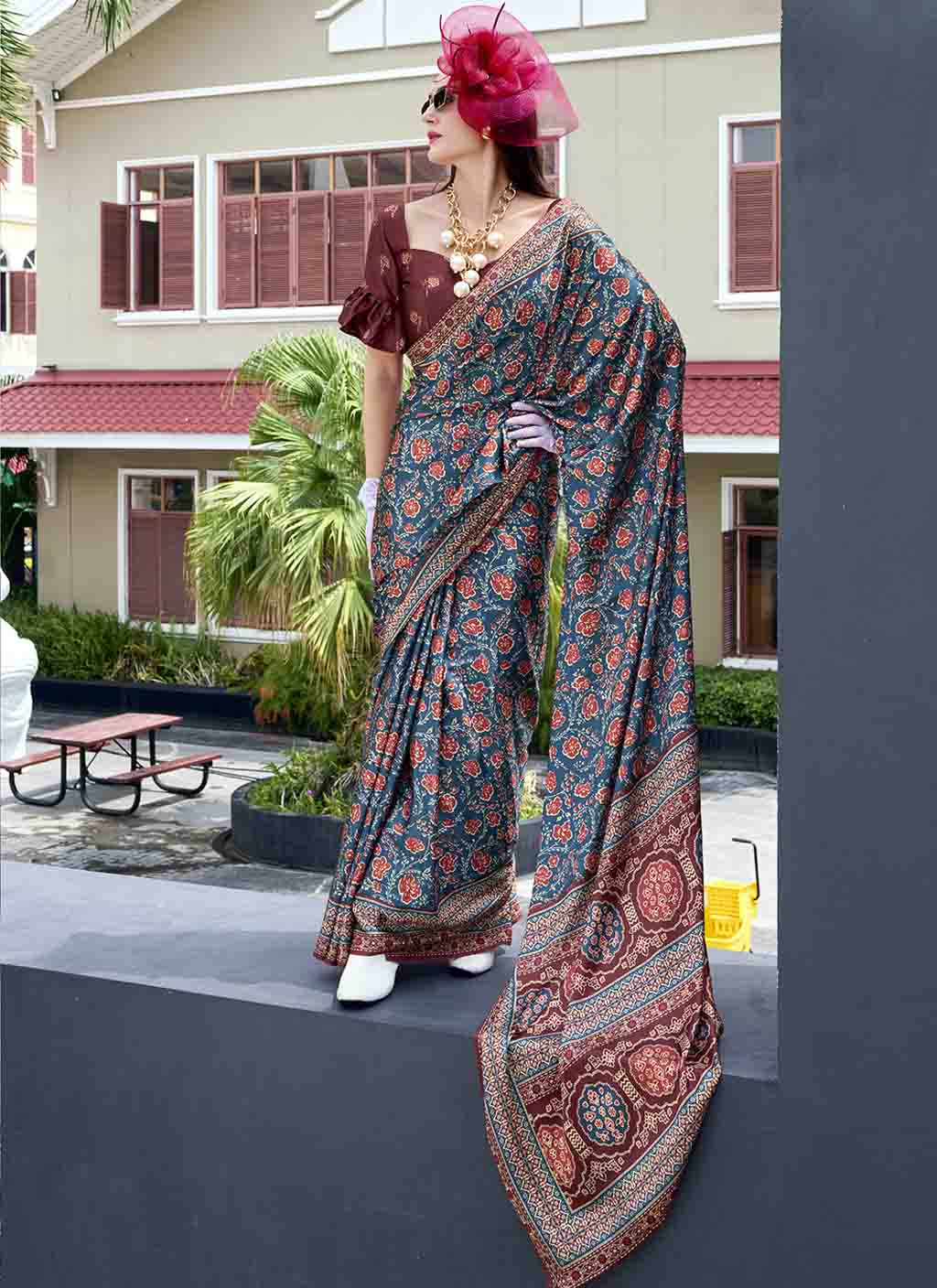 Ajarakh (saree) - Satin Silk