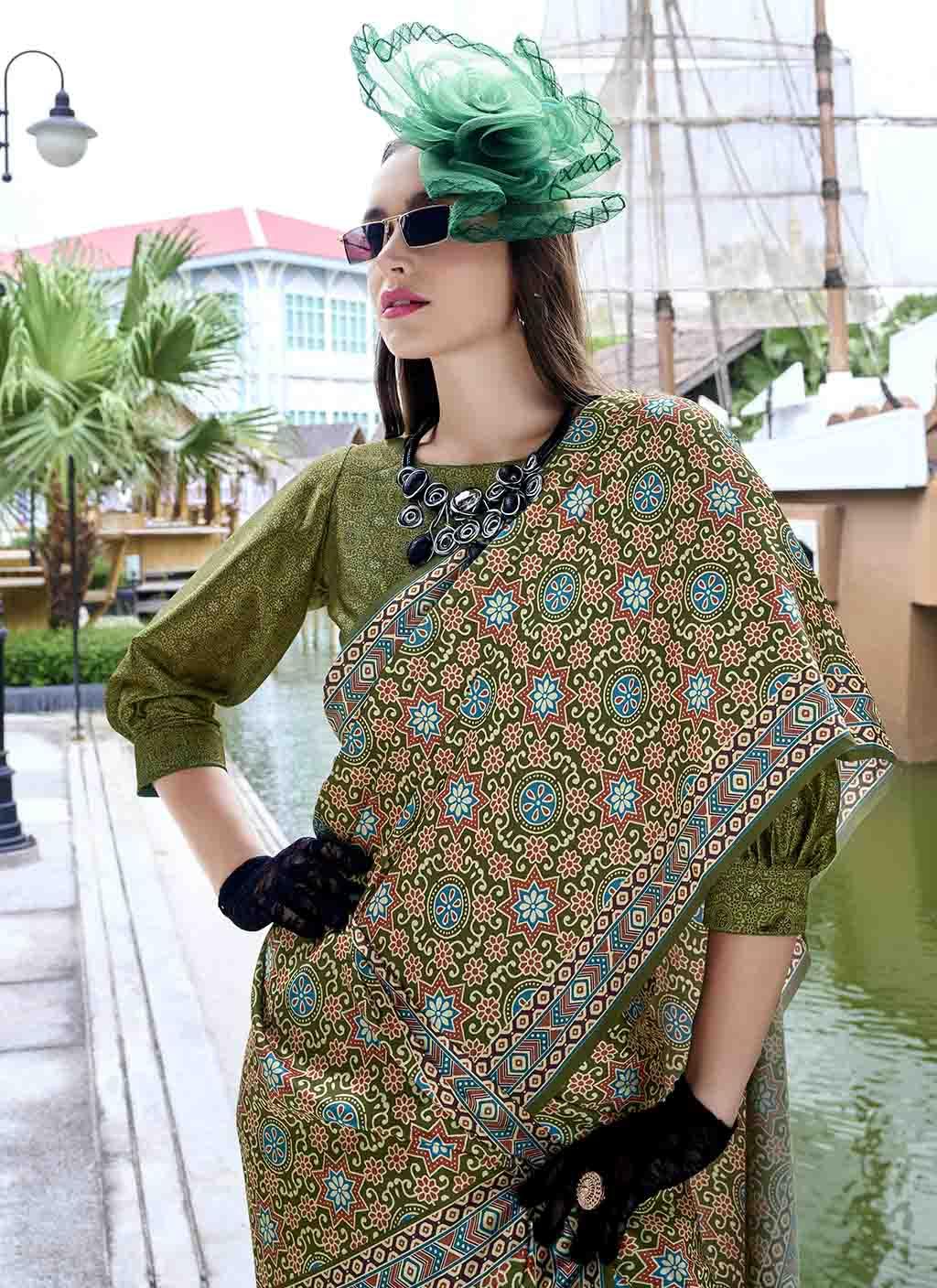 Ajarakh (saree) - Satin Silk