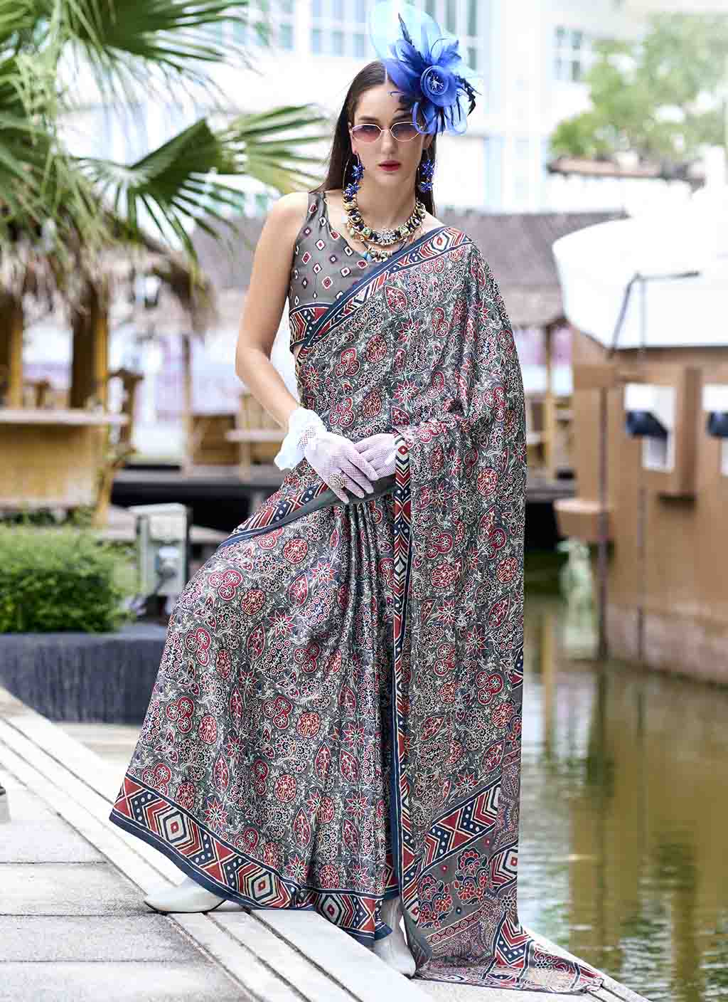 Ajarakh (saree) - Satin Silk