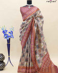 Beige Red Cotton Patola Saree - Ranjvani