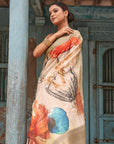 Blush Linen Woven Saree - Ranjvani