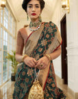 Dark Green Traditional Patola Silk Weaving Saree - Ranjvani