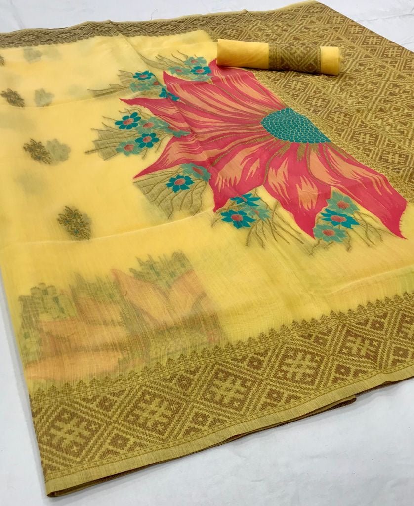 Kabana Pure Linen Saree - Ranjvani Sarees