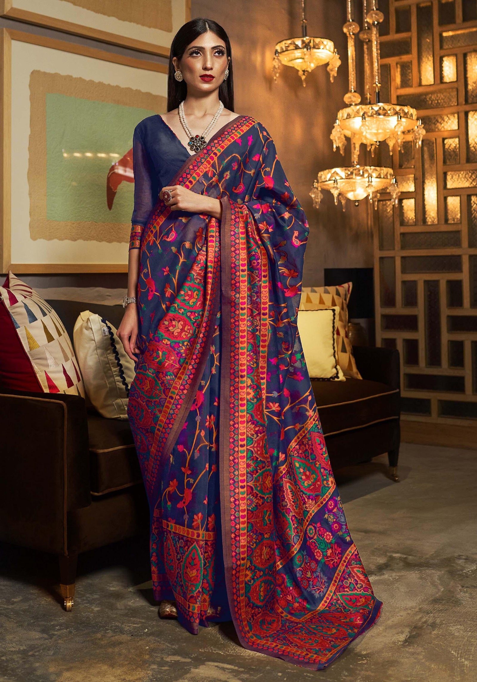 Khyber Pashmina Saree - Kashmiri Weave