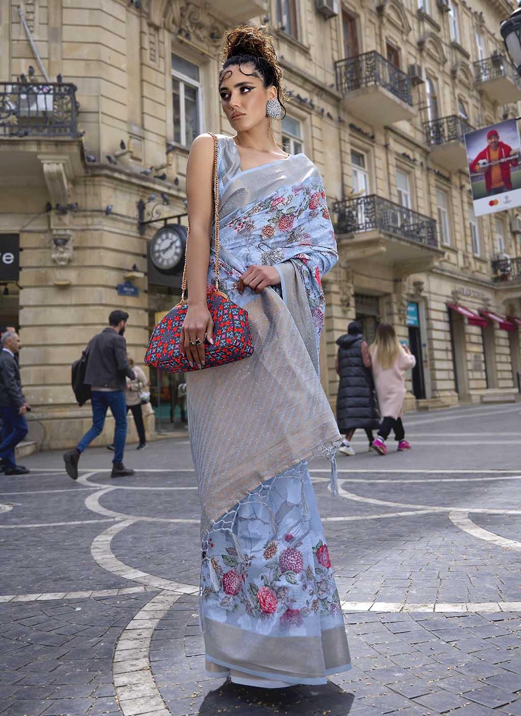 Kinsel Brasso Silk Saree - Satin Silk