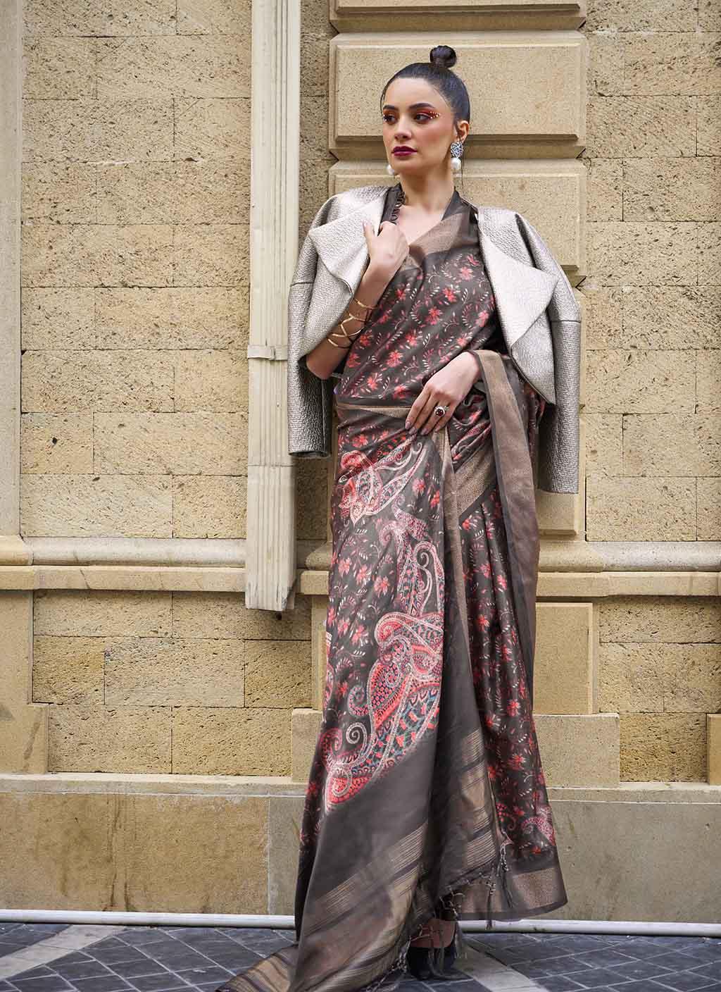 Kopper Gazi Silk Saree - Satin Silk