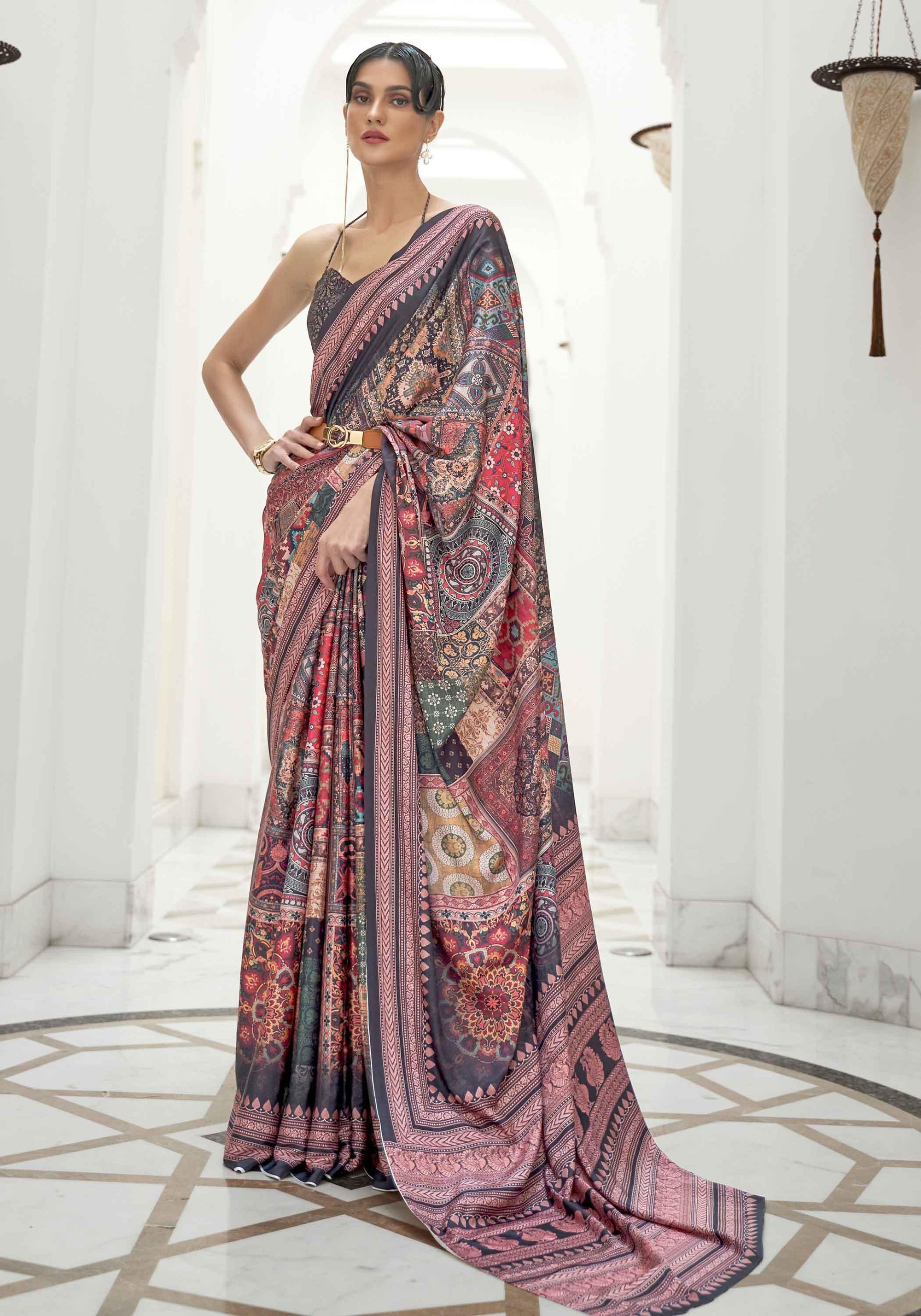 Multicoloured Pure Crepe Silk Saree - Ranjvani