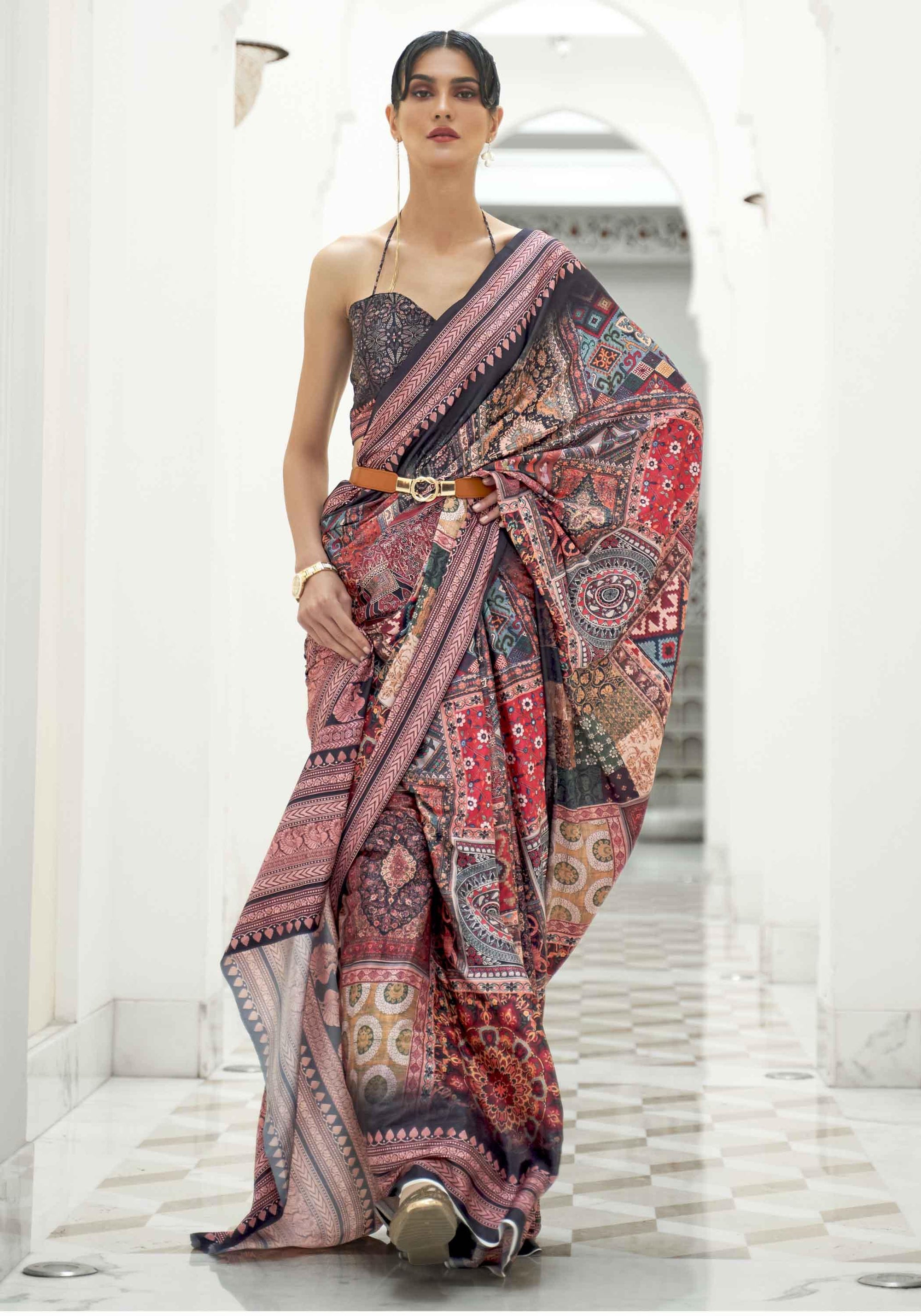 Multicoloured Pure Crepe Silk Saree - Ranjvani