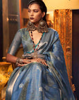 Royal Blue Pure Organza Saree - Ranjvani
