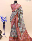 Teal Cotton Patola Saree - Ranjvani